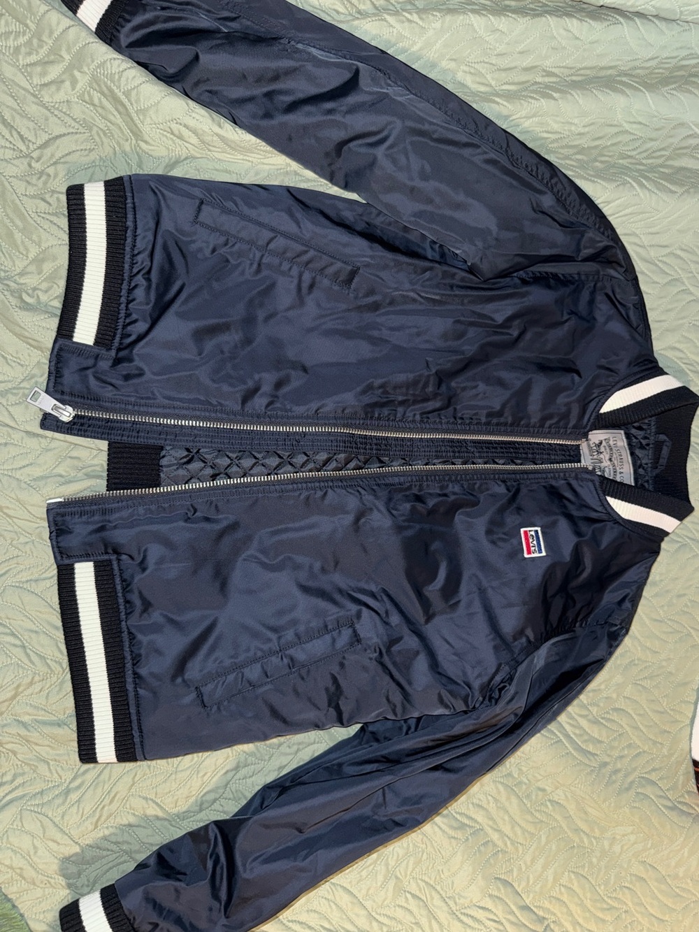 Levi's Navy Bomber Jacket with White Stripe Trim